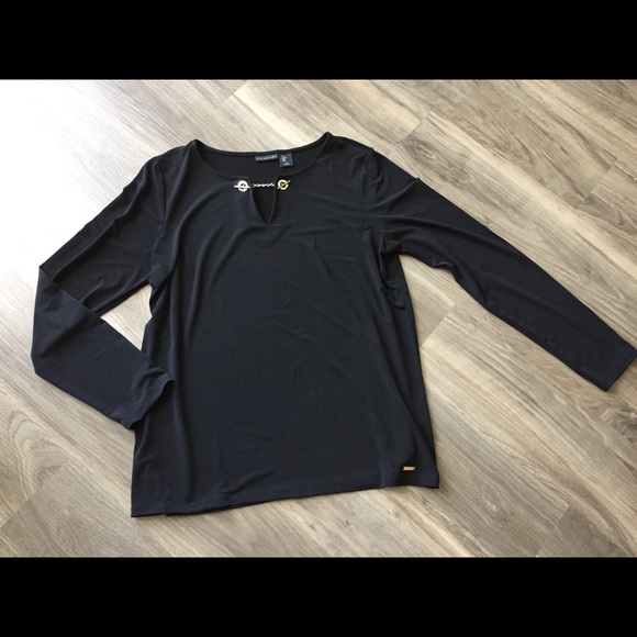 Tahari Tops - Women’s Tahari Brand Black Blouse w/ Metal Accents